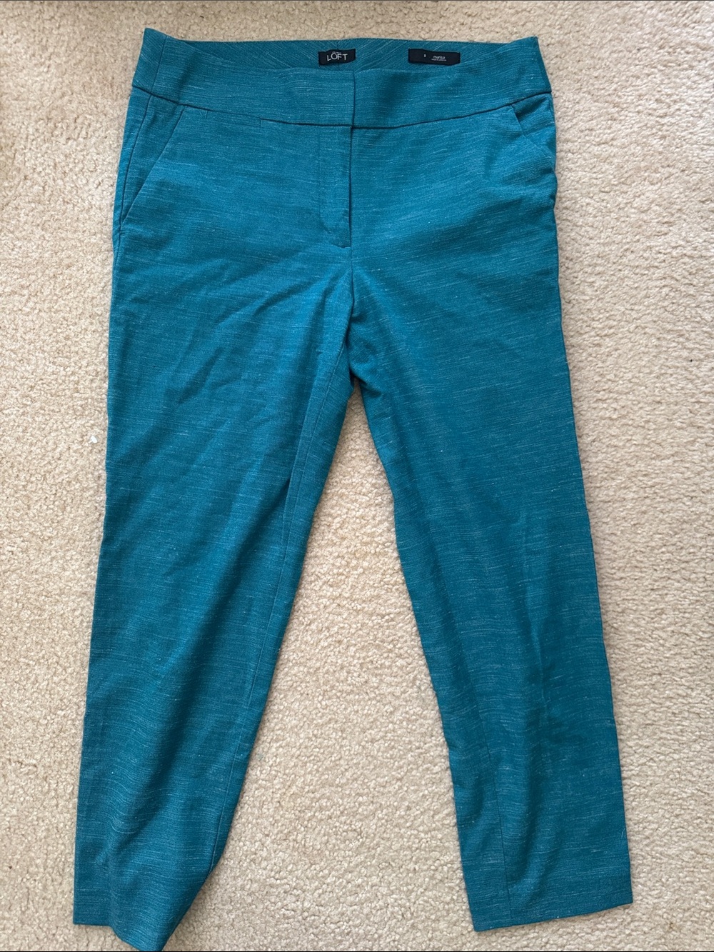 LOFT Teal Cropped Slim Pants Size 8